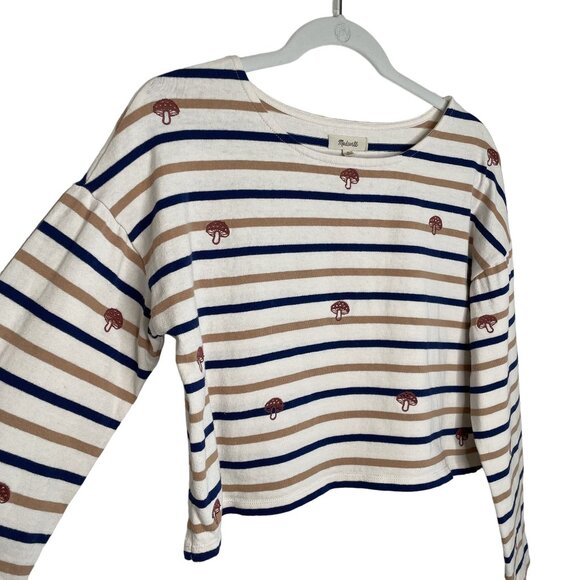 Madewell Embroidered Organic Cotton Mushroom Striped Top, S - Picture 4 of 11